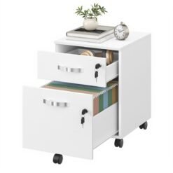 Mobile Locking Filing Cabinet with 2 Drawers, 5 Wheels