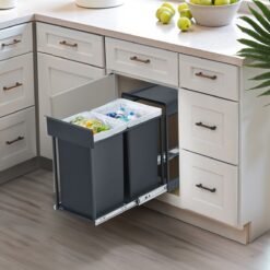 Kitchen Bin for Recycling and Waste 2 x 4 Gallon (15 L) Grey