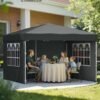 3m x 3m Pop Up Gazebo with Sides for Garden and Patio with UV Protection Dark Grey