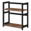 2 Tier Storage Rack, Desktop Organizer with Bamboo Frame