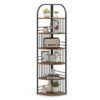 6-Tier Corner Shelf Tall Freestanding Corner Bookshelf with Heavy-duty Metal Frame-Brown