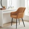 Velvet Accent Chair, Upholstered Dining Chair with Armrests