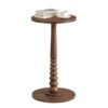MARIEL Collection - Round Side Table with Solid Wood Leg Chestnut Walnut