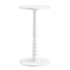 MARIEL Collection - Round Side Table with Solid Wood Leg Cloud White