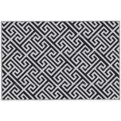 Outsunny 182 x 274 cm(6x9ft) Outdoor Rug Reversible Mat Plastic Straw Rug Portable RV Camping Mat for Garden Deck Picnic Indoor, Black & White