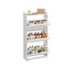 Shoe Cabinet, 3 Flip Drawers, 24 x 60 x 121.2 cm, Cloud White