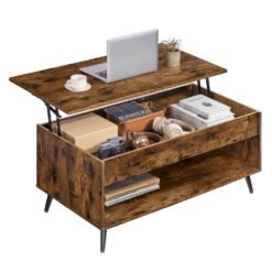 Lift-Top Dining Table with Storage, Brown and Black