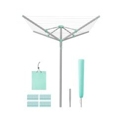 Rotary Washing Line, 45 m Outdoor Clothes Airer, Silver