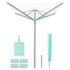 Rotary Washing Line, 50 m Outdoor Clothes Airer, Silver