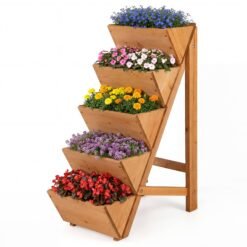 5-tier Vertical Raised Garden Bed Wood Elevated Planter Box-Orange