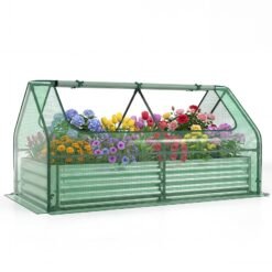 174 x 84 x 30 cm Raised Garden Bed with Cover-Green