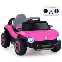 12V Kids Electric Car Licensed Volkswagen with Remote and LED Headlights-Pink