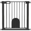 PawHut Dog Gate with Cat Flap Pet Safety Gate Barrier, Stair Pressure Fit, Auto Close, Double Locking, for Doorways, Hallways, 75-82 cm Black