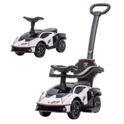 AIYAPLAY Licensed 2 in 1 Baby Ride on Push Car Toddler Push Along Car with Parent Handle Foot To Floor Slider with Horn Steering Wheel NO POWER for 1 - 3 Years, White