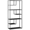 HOMCOM Industrial Accent Display Rack 7 Tier Bookcase, Display Rack for Living Room, Office, Bedroom, Black