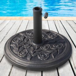 Outsunny 9kg Garden Parasol Base, Round Resin Cast Iron Effect Sun Umbrella Base, Outdoor Umbrella Stand for 38mm or 48mm Outdoor Umbrella Poles, Bronze Tone