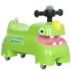 AIYAPLAY Kids Ride On Car, Dinosaur Foot to Floor Slider with Storage, Toddler Walker with Light, Sounds, Green