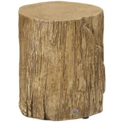 HOMCOM Tree Stump End Table, Round Concrete Side Table for Indoor and Outdoor Use, Natural Wood Effect
