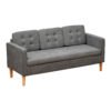 HOMCOM 3 Seater Storage Sofa, Fabric Couch with Hidden Under Seat Storage, Thick Cushions, Compact Space Saving Settee with Rubberwood Legs for Living Room, Apartment, Grey