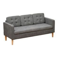 HOMCOM 3 Seater Storage Sofa, Fabric Couch with Hidden Under Seat Storage, Thick Cushions, Compact Space Saving Settee with Rubberwood Legs for Living Room, Apartment, Grey