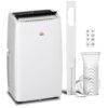 HOMCOM Portable Air Conditioner 14000 BTU, 4-in-1 Air Conditioning Unit, Dehumidifier, Cooling, Fan, Sleep Mode with 2 Speeds, Remote, LED Display, 24H Timer, Window Kit, Child Lock, 40m², Cream