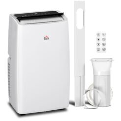HOMCOM Portable Air Conditioner 14000 BTU, 4-in-1 Air Conditioning Unit, Dehumidifier, Cooling, Fan, Sleep Mode with 2 Speeds, Remote, LED Display, 24H Timer, Window Kit, Child Lock, 40m², Cream