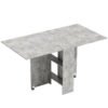 HOMCOM 80-140 cm Folding Dining Table for 4-6 People, Drop Leaf Table with 2-Tier Shelves, Rolling Casters, for Small Spaces, Kitchen, Flat, Dining Room, Cement Grey