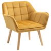 HOMCOM Accent Chair, Velvet Upholstered Vanity Tub Chair with Flared Armrests, Slanted Back, Solid Wood Legs, Comfy Padding Armchair, Home Bedroom Furniture Seating, Yellow