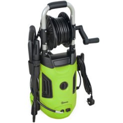 Outsunny 1800W HighPressureWasher, 150 Bar Pressure, 420 L/h Flow, Portable Power Washer Jet Wash Cleaner with Adjustable Nozzle, 6M Hose, Hose Reel, Steel Handle for Home Patio Car Driveway, Green