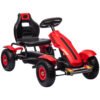 HOMCOM Pedal Go Kart, Kids Ride On Racer with Adjustable Seat, Inflatable Rubber Tyres, Handbrake for Ages 5-12 Years - Red