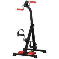 HOMCOM Portable Exercise Bike for Home Pedal Exerciser Height-adjustable 56L x 44- 56W x 75- 97H cm Black and Red