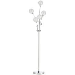 HOMCOM Floor Lamps for Living Room Bedroom with 5 Light, Modern Upright Standing Lamp, 34x25x156cm, Silver