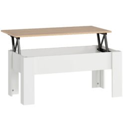 HOMCOM Lift Top Coffee Table with Hidden Storage Compartment, Lift Tabletop Pop-Up Center Table for Living Room
