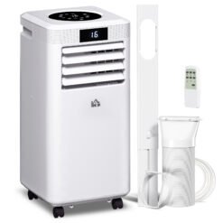 HOMCOM 10000 BTU Air Conditioning Unit, 3-in-1 Portable Air Conditioner, Dehumidifier, Cooling Fan with Remote Control, Digital Display, 2 Speeds, 24H Timer, Window Venting Kit, 22m²