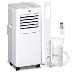 HOMCOM 7000 BTU Air Conditioning Unit, 3-in-1 Portable Air Conditioner, Dehumidifier, Cooling Fan with 2 Speeds, 24H Timer, Remote Control, LED Display, Window Venting Kit, 15m²