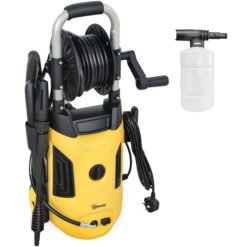 Outsunny 1800W HighPressureWasher, 150 Bar Pressure, 420 L/h Flow, Portable Power Washer Jet Wash Cleaner with Adjustable Nozzle, 6M Hose, Hose Reel, Steel Handle for Home Patio Car Driveway, Yellow