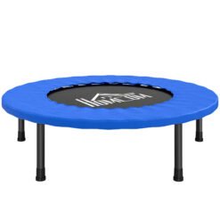 HOMCOM 32" Mini Fitness Trampoline Home Gym Yoga Exercise Rebounder Indoor Outdoor Jumper with Safety Pad, Support Up to 100 KG, Blue and Black