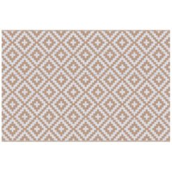 Outsunny Reversible Outdoor RV Rug, Patio Floor Mat, 274 x 182 cm Plastic Straw Rug for Garden, terrace, Beach, Camping, Coffee & White