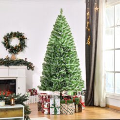 HOMCOM 7FT Indoor Christmas Tree Artificial Decoration Xmas Gift with Metal Stand Branch Tips