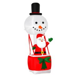 HOMCOM 8ft Christmas Inflatable Decoration with Santa Claus on Snowman Hot Air Balloon, Blow Up Xmas Decor for Outdoor ?Indoor