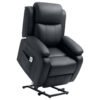 HOMCOM Riser and Recliner Chair with Massage, PU Leather Power Lift Chair for Elderly with Thick and High Back, Headrest, Removable Armrests, Footrest, Side Pockets, Electric Lift Armchair, Black