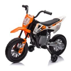 AIYAPLAY 12V Kids Electric Motorbike, Kids Electric Ride on motorcycle w/ Twist Grip Throttle, Training Wheels, Orange