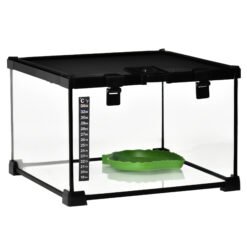 PawHut Glass Reptile Terrarium Insect Breeding Tank Vivarium Habitats with Thermometer for Lizards, Horned Frogs, Snakes, Spiders - Small 30 x 30 x 20cm