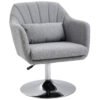 HOMCOM Swivel Accent Chair, Linen Fabric Tub Vanity Chair, Modern Armchair with Adjustable Height and Lumbar Support for Living Room Bedroom Salon Make up Room Dressing Table, Light Grey