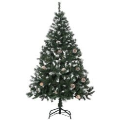HOMCOM 5FT Artificial Christmas Tree with Pine Cones, Holiday Home Xmas Decoration Automatic Open, Green