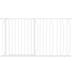 PawHut Extra Wide Dog Safety Gate, with Door Pressure, for Doorways, Hallways, Staircases - White