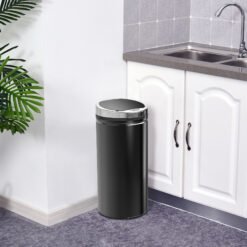 HOMCOM 42L Sensor Bin with Quiet Soft-Close Lid, Automatic Touchless Motion Sensor Rubbish Bin with Fingerprint Resistant, Stainless Steel for Hygienic Kitchen, Home Office Use, Black