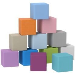 HOMCOM 12 PCs Soft Play Blocks, Soft Foam Toy, Building and Stacking Blocks for Kids, Blue
