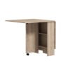 HOMCOM 80-140 cm Folding Dining Table for 4-6 People, Drop Leaf Table with 2-Tier Shelves, Rolling Casters, for Small Spaces, Kitchen, Flat, Dining Room, Natural