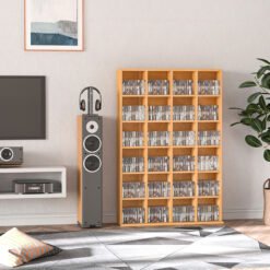 HOMCOM CD Storage Unit with Adjustable Shelves, 89 x 130.5 cm, Beech Wood Finish